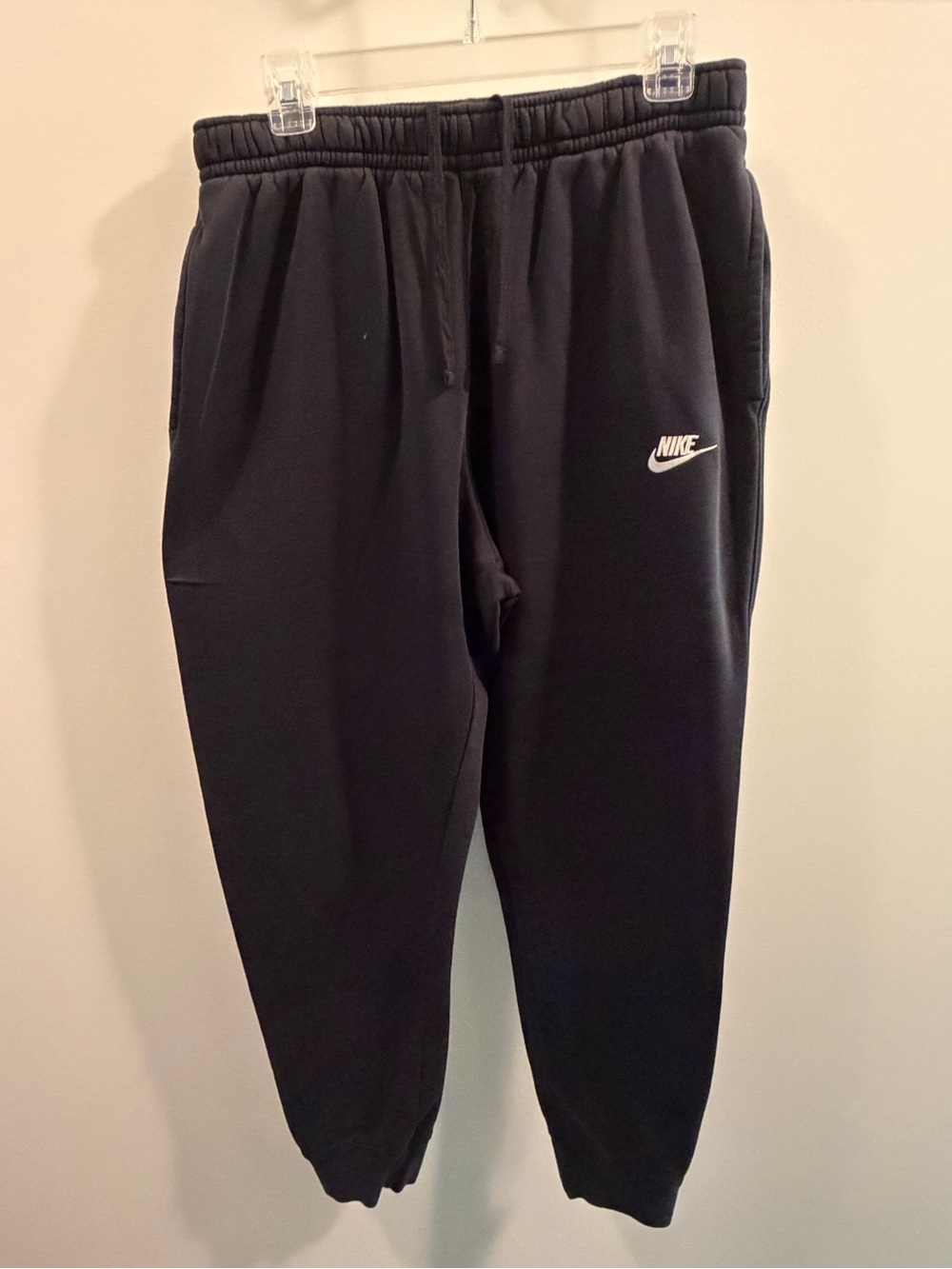 Nike Black Elastic Waist Joggers with White Logo Tag - LARGE TALL